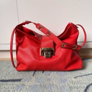 Vintage Jimmy Choo red leather shoulder bag
